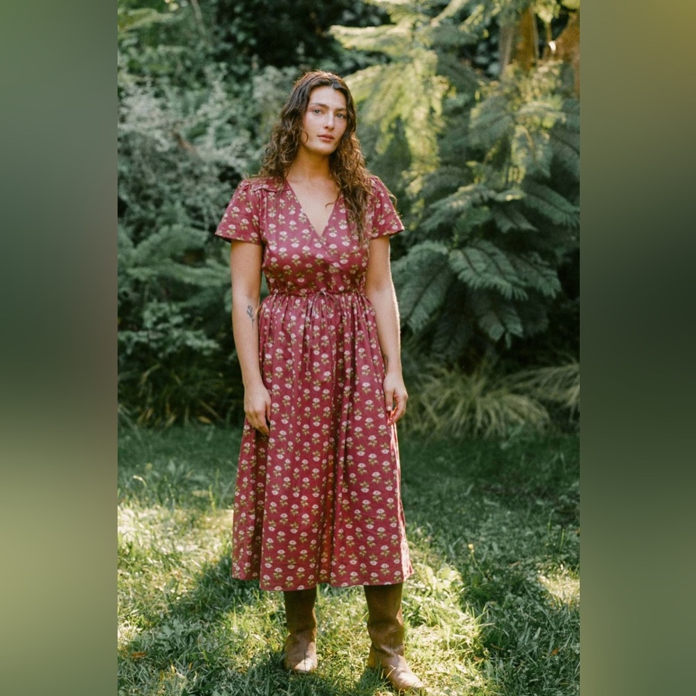 NWT Christy Dawn Simple Dawn Dress in antique lotus red Small